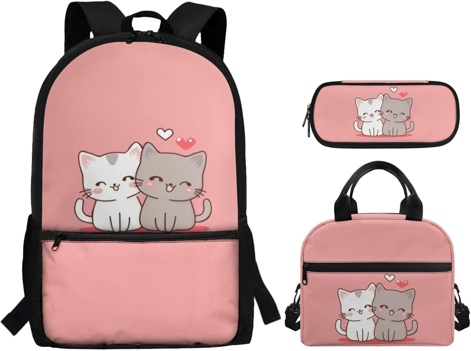 AQYAPTOIY Cartoon Raccoon Kids Backpack 3 Pcs for School Boys